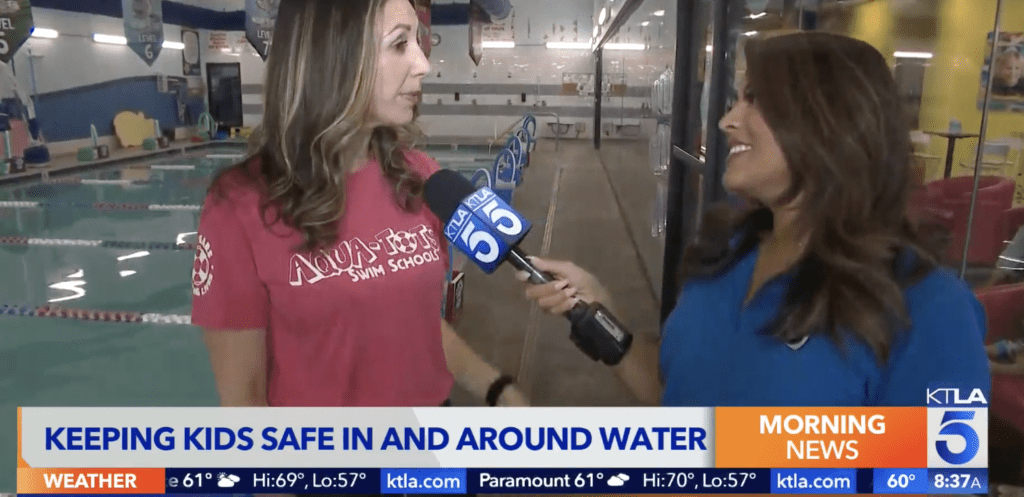 Aqua-Tots teaches kids swim safety on KTLA in Los Angeles